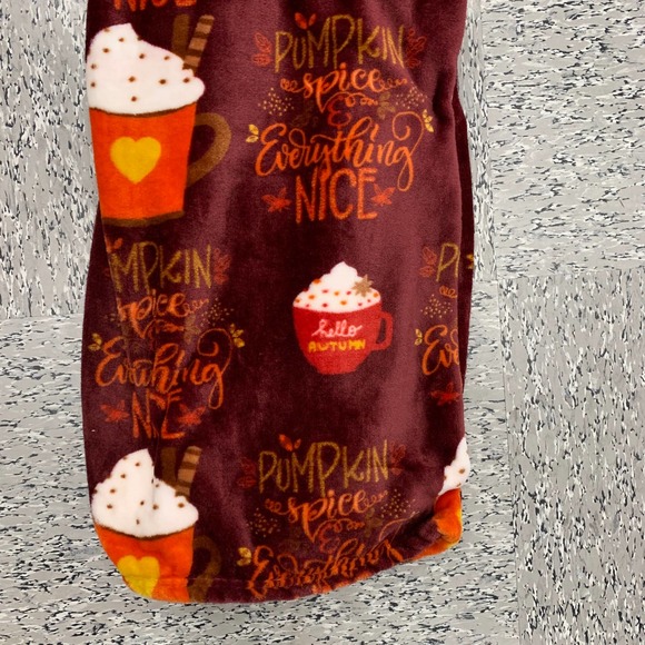 Fall Pumpkin Spice Latte Coffee Cup Hello Autumn Decor Throw Plush Blanket NEW - Picture 5 of 7